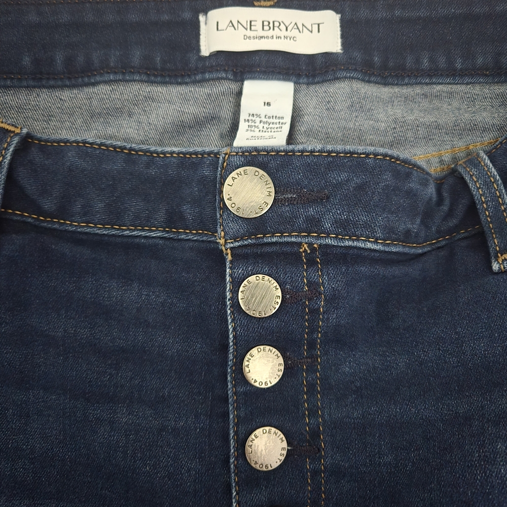 Lane Bryant Dark Blue Button-Fly Jean Skirt
